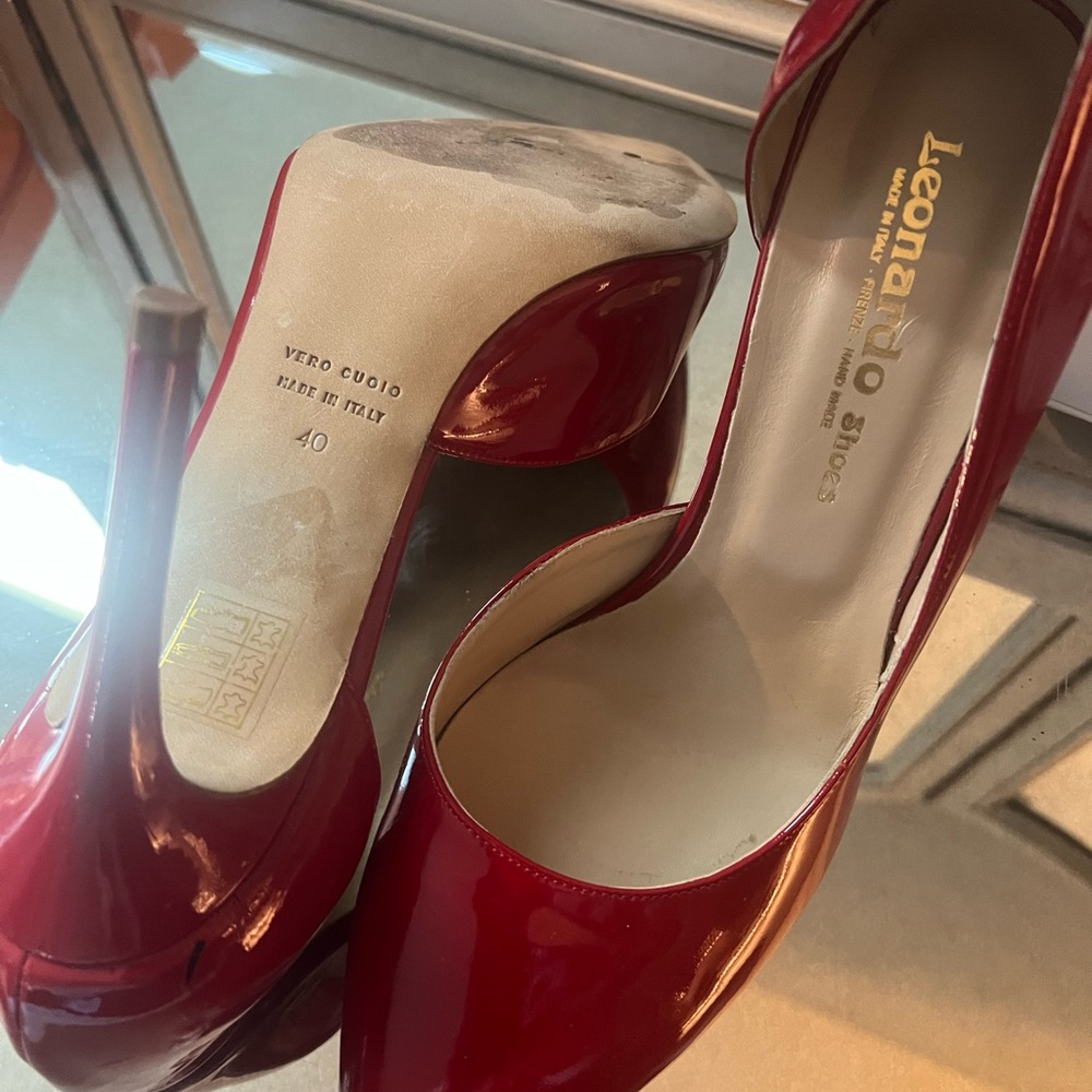 Leonardo Italian Red Patent Leather Heels